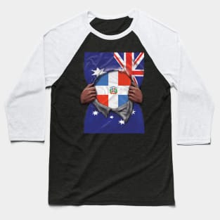 Dominican Republic Flag Australian Flag Ripped Open - Gift for Dominican From Dominican Republic Baseball T-Shirt